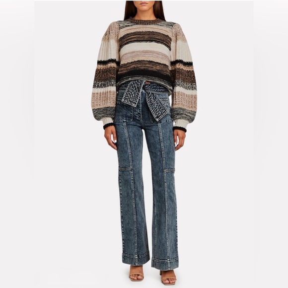 Ulla Johnson Denim - Ulla Johnson NWT Wade Tie Flare Leg Medium Wash Denim Jeans Size 4